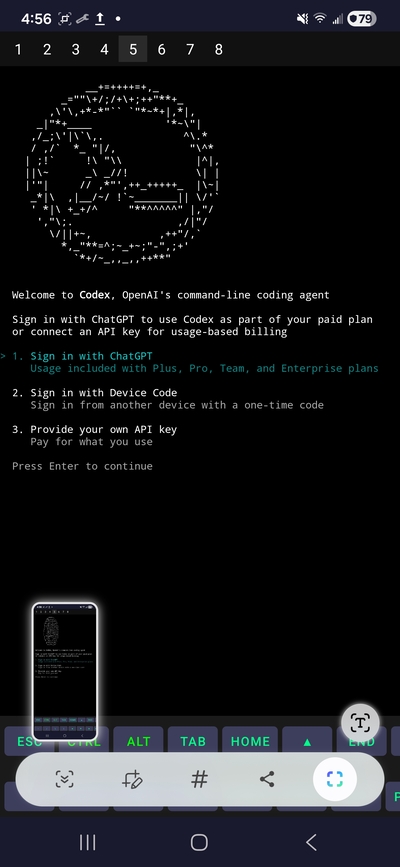 OpenAI Codex CLI with sign-in options